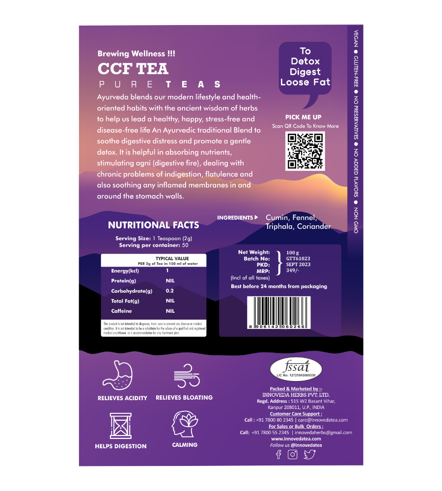Innoveda Ayurvedic Digestion CCF Tea - 100 gms